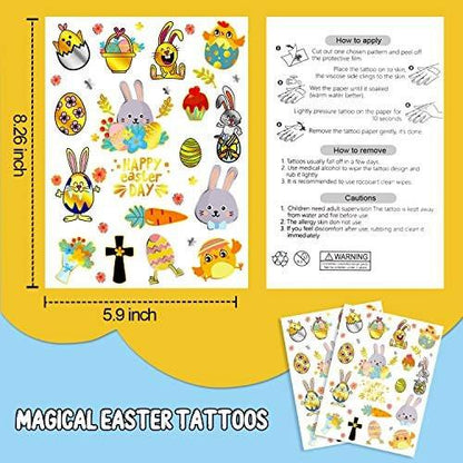 34 Metallic Glitter Ostern temporäre Tattoos für Kinder – Osterhasen, Eier & mehr (2 Blatt)