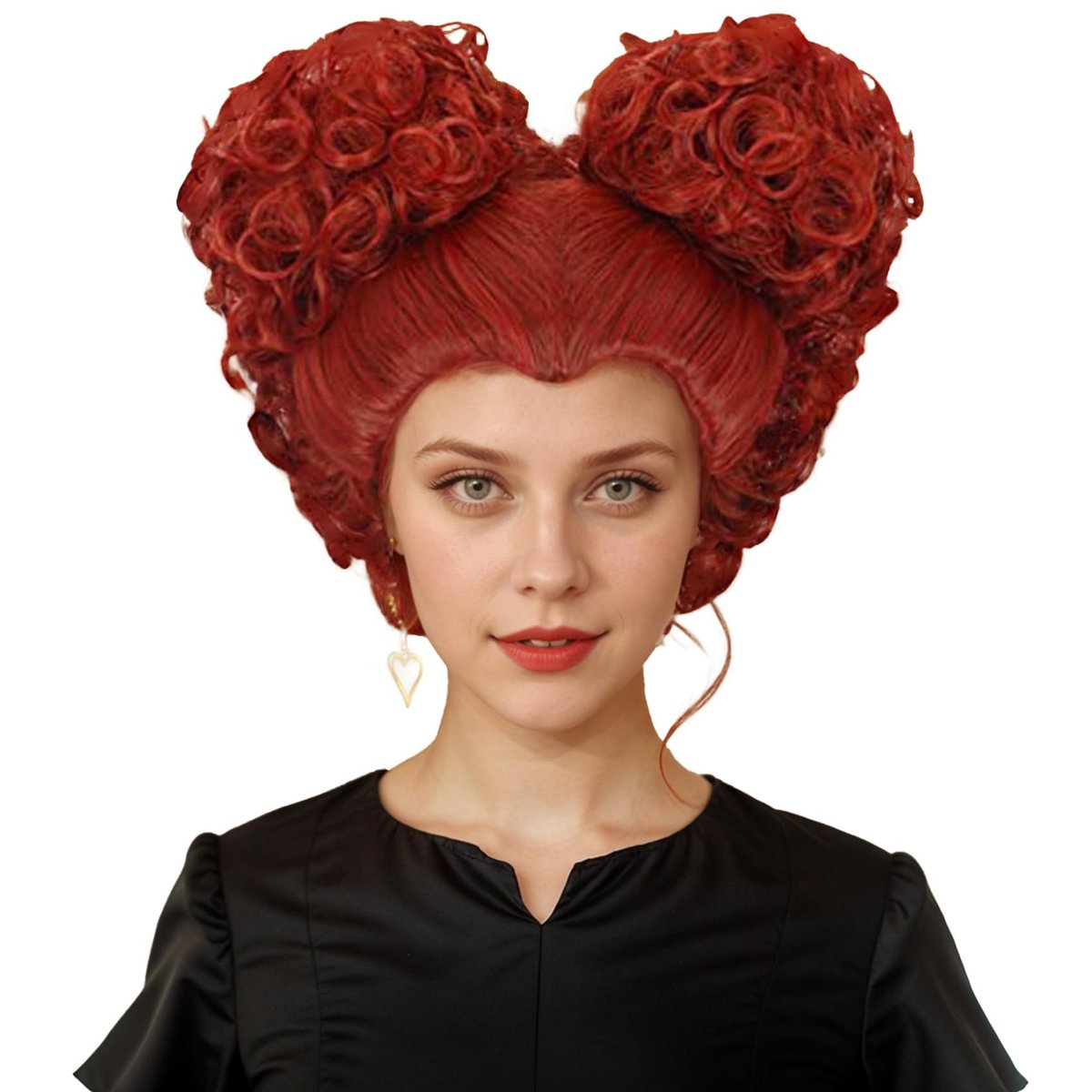 Karlery Kurze Lockige Rote Perücke für Erwachsene Frauen mit Pony und Hochsteckdutt – Cosplay, Halloween, Party
