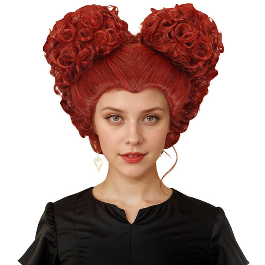 Karlery Kurze Lockige Rote Perücke für Erwachsene Frauen mit Pony und Hochsteckdutt – Cosplay, Halloween, Party