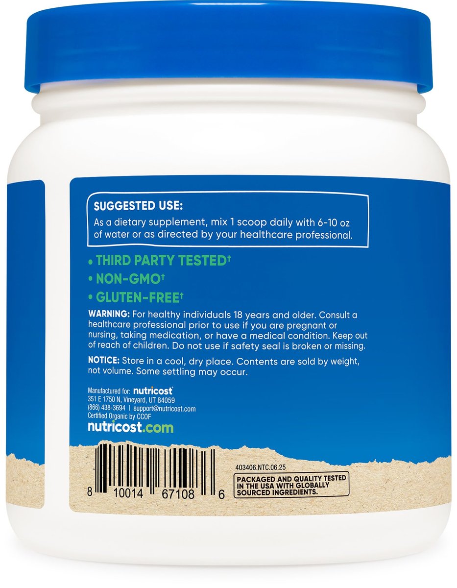 Nutricost Bio-Inulin Pulver 454g (1 Pfund) – 7g Ballaststoffe pro Portion aus Chicorée-Wurzel – USDA Bio-zertifiziert