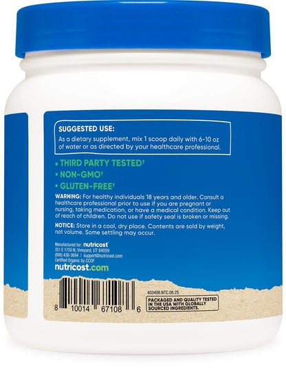 Nutricost Bio-Inulin Pulver 454g (1 Pfund) – 7g Ballaststoffe pro Portion aus Chicorée-Wurzel – USDA Bio-zertifiziert