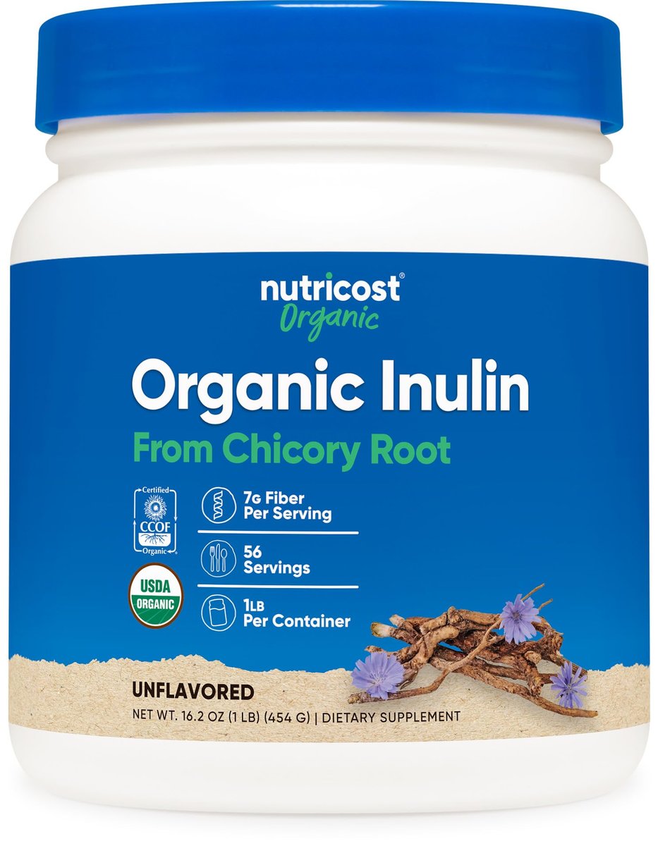 Nutricost Bio-Inulin Pulver 454g (1 Pfund) – 7g Ballaststoffe pro Portion aus Chicorée-Wurzel – USDA Bio-zertifiziert