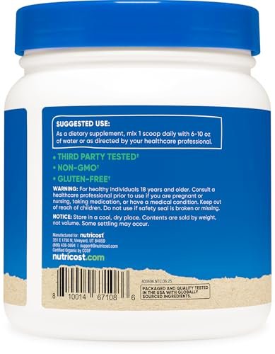 Nutricost Bio-Inulin Pulver 454g (1 Pfund) – 7g Ballaststoffe pro Portion aus Chicorée-Wurzel – USDA Bio-zertifiziert