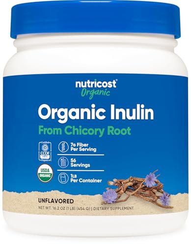 Nutricost Bio-Inulin Pulver 454g (1 Pfund) – 7g Ballaststoffe pro Portion aus Chicorée-Wurzel – USDA Bio-zertifiziert