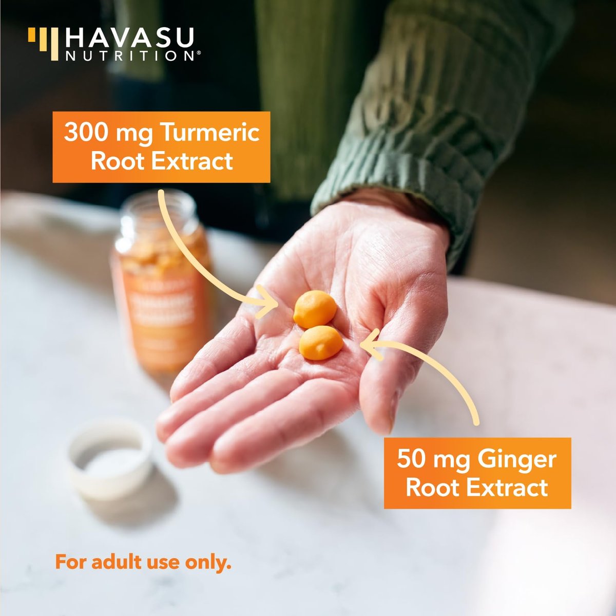 Kurkuma Gummibärchen mit Ingwerwurzelextrakt – Verdauungs- und Immununterstützung für das allgemeine Wohlbefinden – 60 Stück – Vegan, Nicht-GMO Curcumin Vitamin – Pfirsichgeschmack, 1-Monats-Vorrat