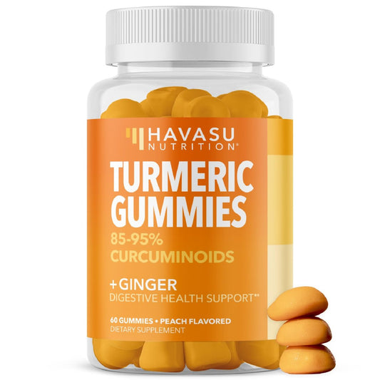 Kurkuma Gummibärchen mit Ingwerwurzelextrakt – Verdauungs- und Immununterstützung für das allgemeine Wohlbefinden – 60 Stück – Vegan, Nicht-GMO Curcumin Vitamin – Pfirsichgeschmack, 1-Monats-Vorrat