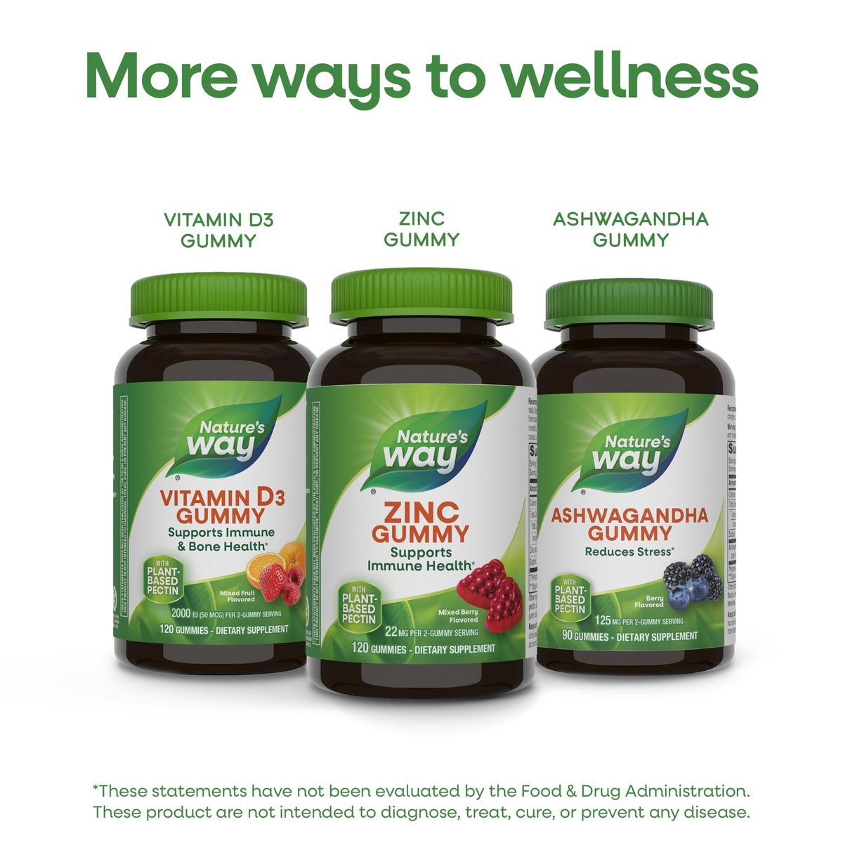 Nature's Way Zink Gummis – Immununterstützung mit 100 % Tagesbedarf pro Gummibärchen, für Erwachsene & Kinder ab 9 Jahren, glutenfrei, pflanzliches Pektin, gemischte Beeren, 120 Gummis