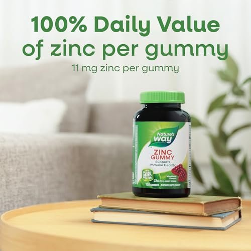 Nature's Way Zink Gummis – Immununterstützung mit 100 % Tagesbedarf pro Gummibärchen, für Erwachsene & Kinder ab 9 Jahren, glutenfrei, pflanzliches Pektin, gemischte Beeren, 120 Gummis