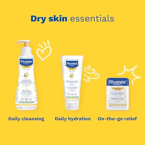 Mustela Sanfte Reinigungsgel für Haare & Körper – Feuchtigkeitsspendend für trockene Haut – mit natürlichem Avocadoöl, Cold Cream & Bienenwachs – 300 ml