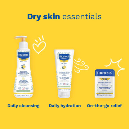 Mustela Sanfte Reinigungsgel für Haare & Körper – Feuchtigkeitsspendend für trockene Haut – mit natürlichem Avocadoöl, Cold Cream & Bienenwachs – 300 ml