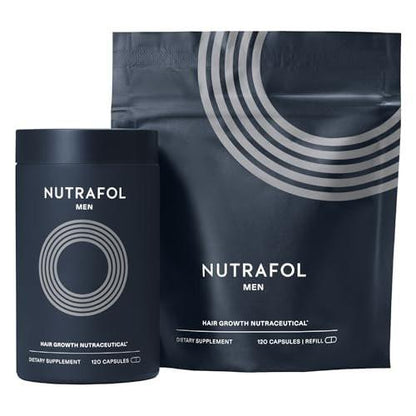 Nutrafol Männer Haarwachstumspräparate, klinisch getestet für sichtbar dickeres Haar und Kopfhautabdeckung, von Dermatologen empfohlen - 2-Monats-Vorrat, Packung mit 2