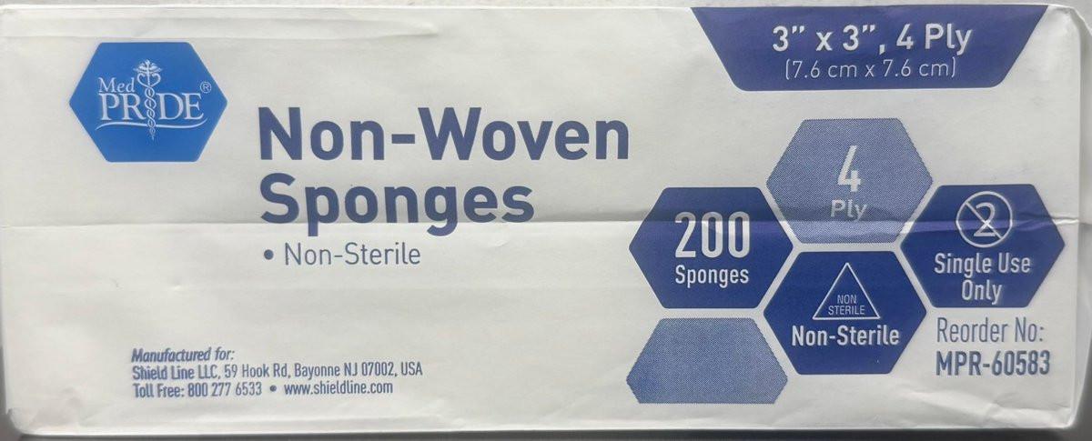 MED PRIDE 3x3 cm Mullkompressen 200er Pack, unsteril, 4-lagig, nicht haftende Netzverbände, saugfähige Wundauflagen