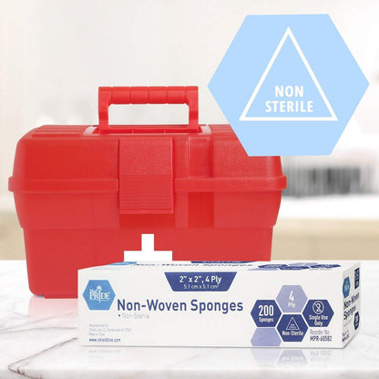 Medpride Chirurgische Schwämme 2'' x 2'' 200er Pack – Mullkompressen, unsteril – Erste-Hilfe-Wundversorgung – Nicht haftende, saugfähige Wundauflagen – 4-lagig