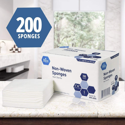 MED PRIDE Vliesstoff unsterile chirurgische Tupfer 200er Pack, 10x10 cm 4-lagige Mullkompressen für Erste Hilfe Wundversorgung