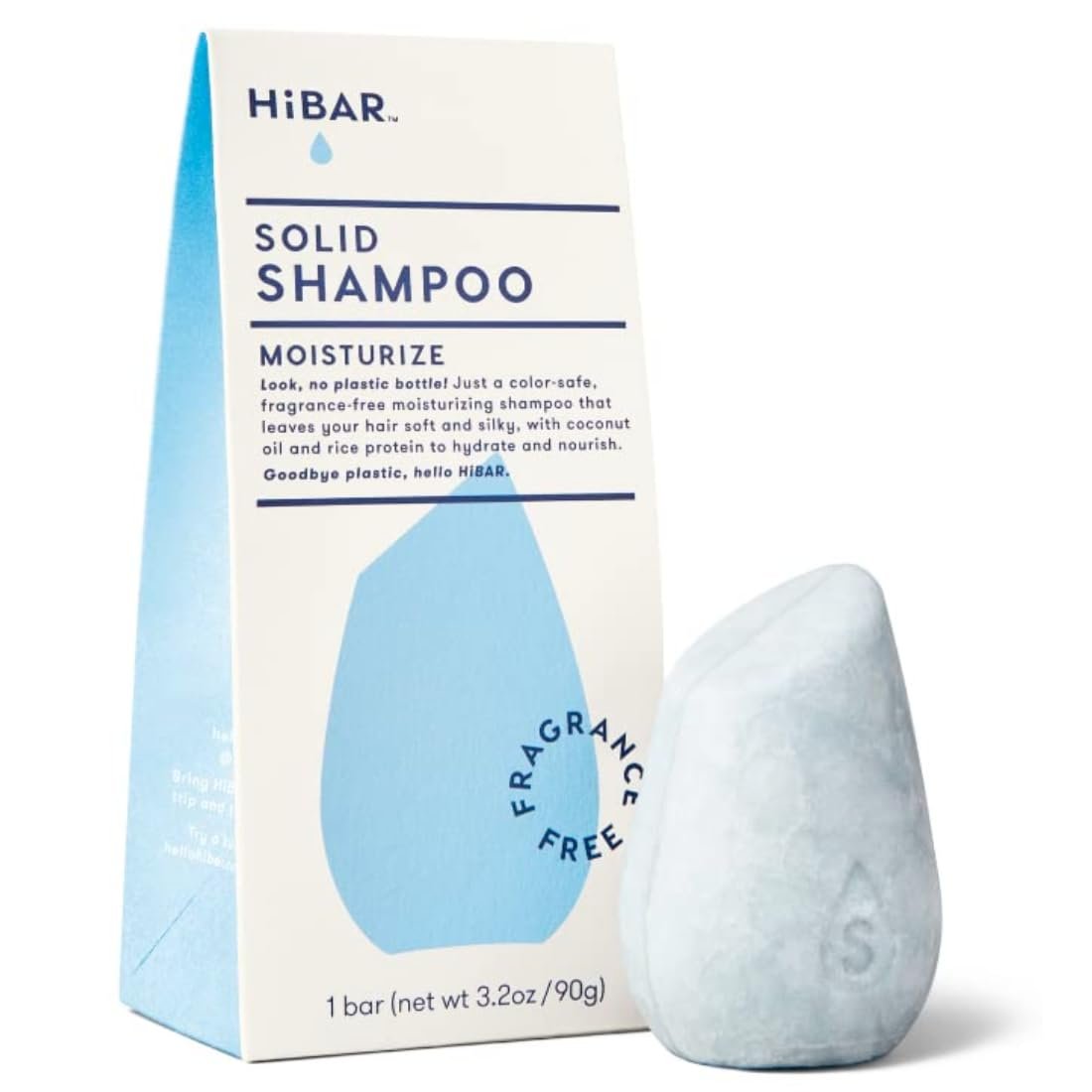 HiBAR Feuchtigkeitsspendender Shampoo Bar ohne Duftstoffe – Für trockenes, frizziges Haar – Pflegt & hydratisiert mit Kokosöl & Vitamin B5 – Plastikfrei – Seifen-, Paraben- & Sulfatfrei – Farbsicher & vegan – 1 fester Riegel
