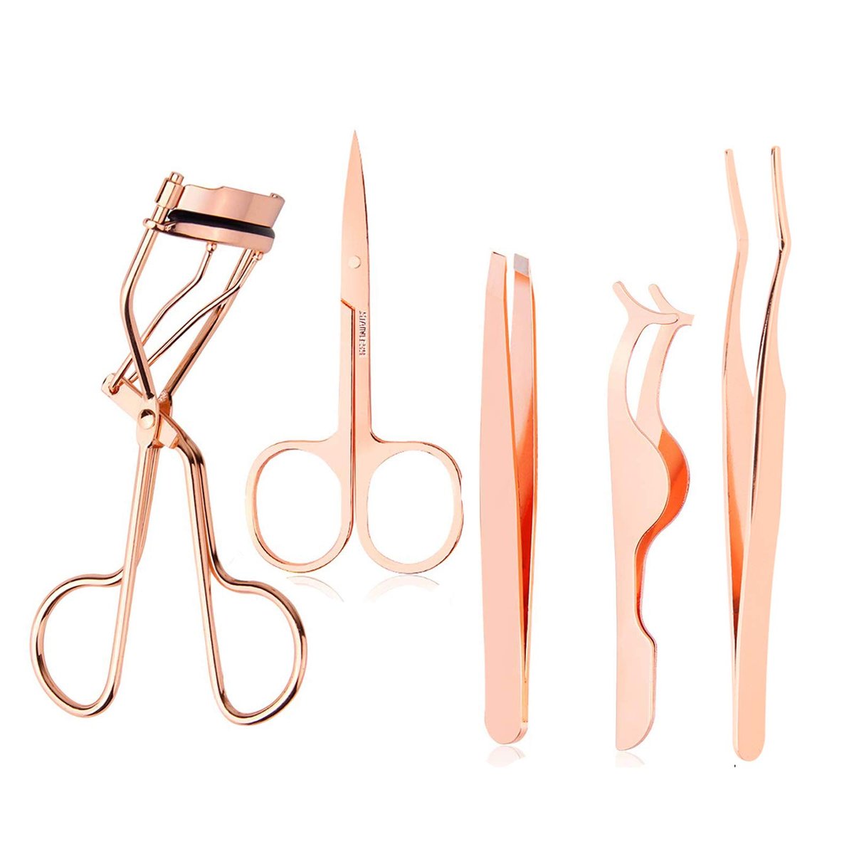 Arroyner 5-teiliges Wimpernapplikator-Set – Falsche Wimpern Auftragewerkzeug, Augenbrauenformer, Augenbrauenschere (Roségold)