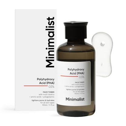 Minimalist 3% PHA alkoholfreies Feuchtigkeitstonikum für die Porenverfeinerung | Sanfte Peeling, pH-Balance und Wiederherstellung des Hautmikrobioms | für Frauen & Männer | 150 ml