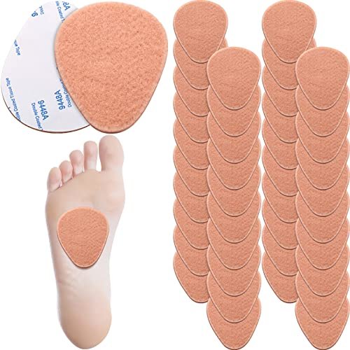 Syhood 40 Stück Metatarsal-Pads für Damen und Herren, 1/4 Zoll dicke Filz-Fußballen-Polster, Vorfuß-Schmerzlinderung, Metatarsal-Einlagen für Unterstützung und Schmerzlinderung (Hautfarbe)
