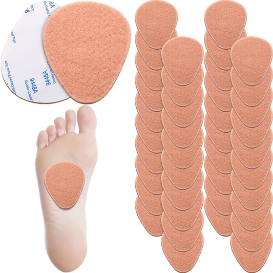 Syhood 40 Stück Metatarsal-Pads für Damen und Herren, 1/4 Zoll dicke Filz-Fußballen-Polster, Vorfuß-Schmerzlinderung, Metatarsal-Einlagen für Unterstützung und Schmerzlinderung (Hautfarbe)