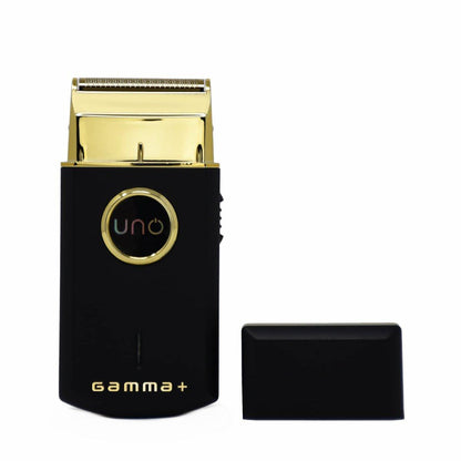 GAMMA+ Uno Mini-Size Rasierer für Herren, kabellos, Folienrasierer, Titan, wiederaufladbar über Micro-USB, für kurze Bartstoppeln, Schwarz
