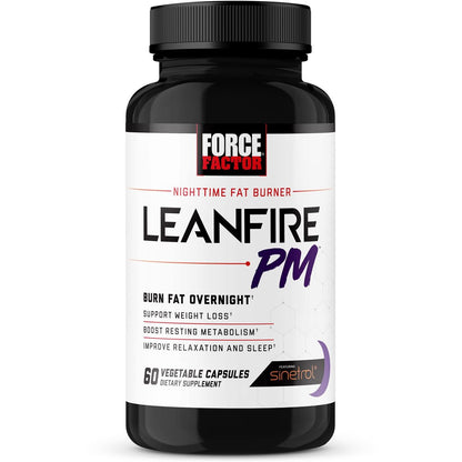 Force Factor LeanFire PM – Nachtzeit-Abnehmkapseln für Frauen & Männer, Fettverbrenner & Schlafverbesserer, 60 Kapseln