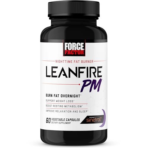 Force Factor LeanFire PM – Nachtzeit-Abnehmkapseln für Frauen & Männer, Fettverbrenner & Schlafverbesserer, 60 Kapseln