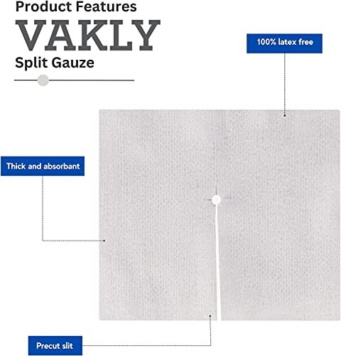 Vakly Split-Kompresse 10x10 cm steril 6-lagig (100 Stück) – Vorgeschnittene, saugfähige Mullkompressen für Wundversorgung, IV-Leitungen & Erste Hilfe