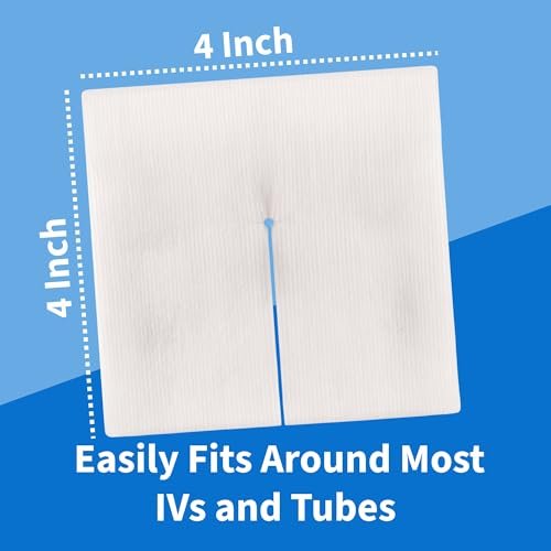Vakly Split Drain Sponge Gaze 4x4 Steril 6-fach – 50 Stück (25 Packungen à 2) Vorgeschnittene saugfähige Non-Woven-Pads für I.V.-Leitungen, Tracheotomie & Wundversorgung