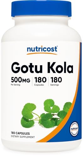 Nutricost Gotu Kola 500 mg – 180 Kapseln, vegetarisch, glutenfrei, nicht-GVO