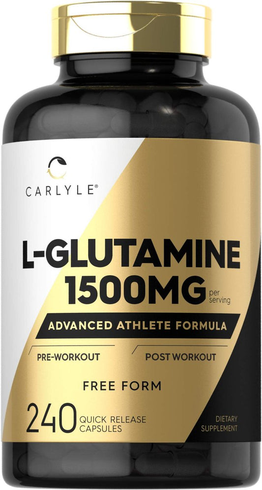 Carlyle L-Glutamin Kapseln | 1500 mg | 240 Stück | Fortschrittliche Athletenformel | Vor und nach dem Training | Non-GMO, glutenfrei