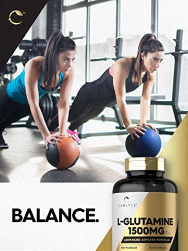 Carlyle L-Glutamin Kapseln | 1500 mg | 240 Stück | Fortschrittliche Athletenformel | Vor und nach dem Training | Non-GMO, glutenfrei