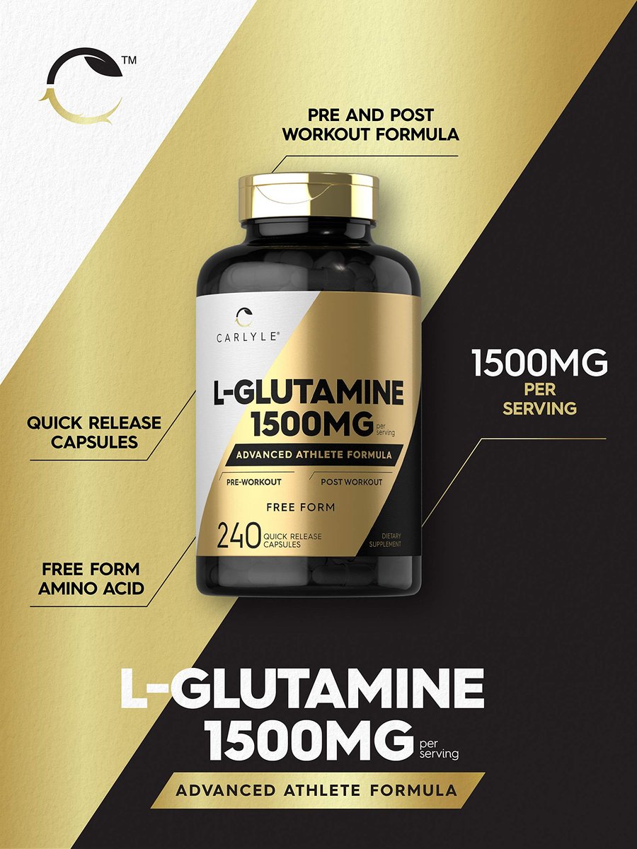 Carlyle L-Glutamin Kapseln | 1500 mg | 240 Stück | Fortschrittliche Athletenformel | Vor und nach dem Training | Non-GMO, glutenfrei