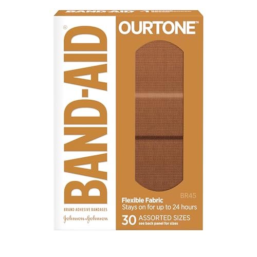 Band-Aid Brand Ourtone Adhesive Bandagen – Flexible Schutz & Pflege für kleine Schnitte & Schrammen, Quilt-Aid Pad für schmerzhafte Wunden, BR45, gemischte Größen, 30 Stück