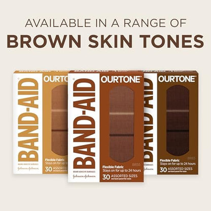 Band-Aid Brand Ourtone Adhesive Bandagen – Flexible Schutz & Pflege für kleine Schnitte & Schrammen, Quilt-Aid Pad für schmerzhafte Wunden, BR45, gemischte Größen, 30 Stück