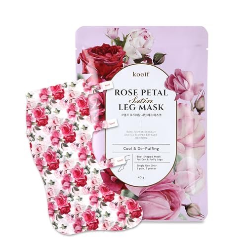 Petitfee Koelf Rose Petal Satin Leg Mask 1 Paar - Kühlende & abschwellende Beinmaske mit Arnika, Kürbis & Kaffeeextrakt für müde, geschwollene Beine