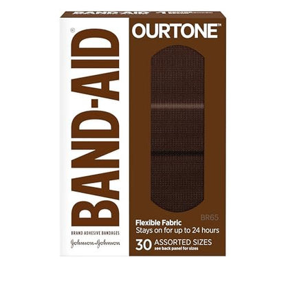 Band-Aid Brand Ourtone Pflaster – Flexible Wundversorgung für kleine Schnitt- und Schürfwunden, Quilt-Aid Pad für schmerzhafte Wunden, BR65, gemischte Größen, 30 Stück