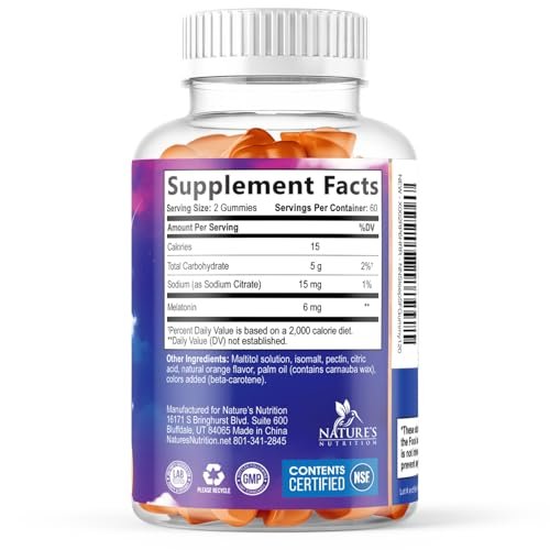 Melatonin Schlaf Gummies - 6 mg Melatonin pro Portion - Zuckerfreie Melatonin Gummis für Erwachsene - Extra starke Schlaf-Gummies - Unterstützt erholsamen Schlaf - Leckerer Orangen-Geschmack - 120 Gummies