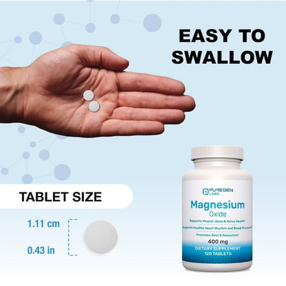 Magnesium 400mg Hochdosiert – Magnesiumoxid für Immunsystem, Muskelregeneration, Wadenkrämpfe und Entspannung – 120 Tabletten