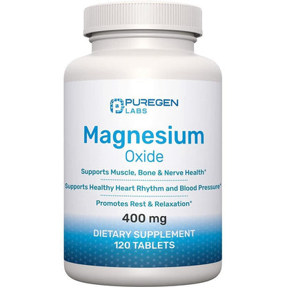 Magnesium 400mg Hochdosiert – Magnesiumoxid für Immunsystem, Muskelregeneration, Wadenkrämpfe und Entspannung – 120 Tabletten