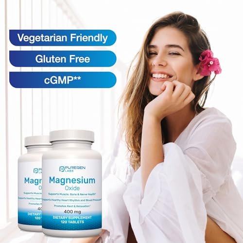 Magnesium 400mg [Hohe Potenz] Nahrungsergänzung – Magnesiumoxid für Immununterstützung, Muskelregeneration, Beinkrämpfe, Entspannung - 3er Pack | Insgesamt 360 Kapseln