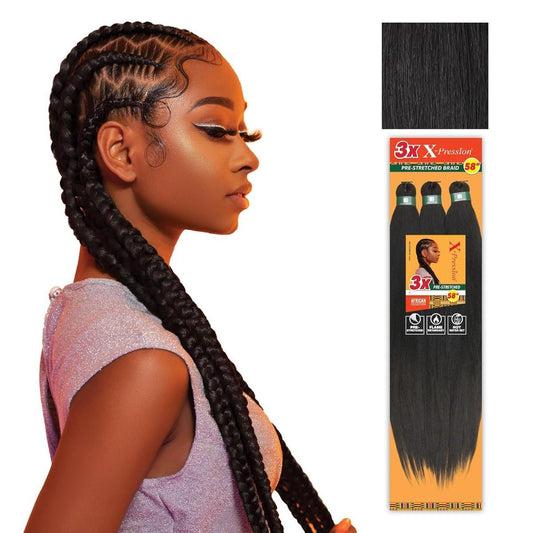 Sensationnal Braids XPRESSION 3X Pre-Stretched Braid 58 Zoll (5er-Pack, 1B Off Black)