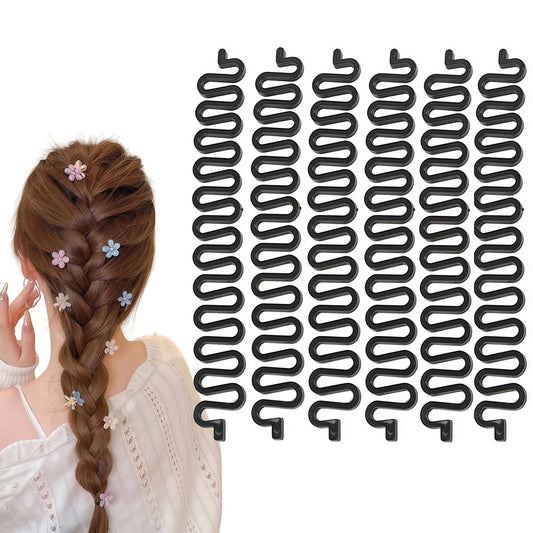 6er-Set 19,5 cm Schwarzes Plastik-Fischgräten-Haarflechtwerkzeug - Französische Haarflecht-Hilfe für DIY-Frisuren
