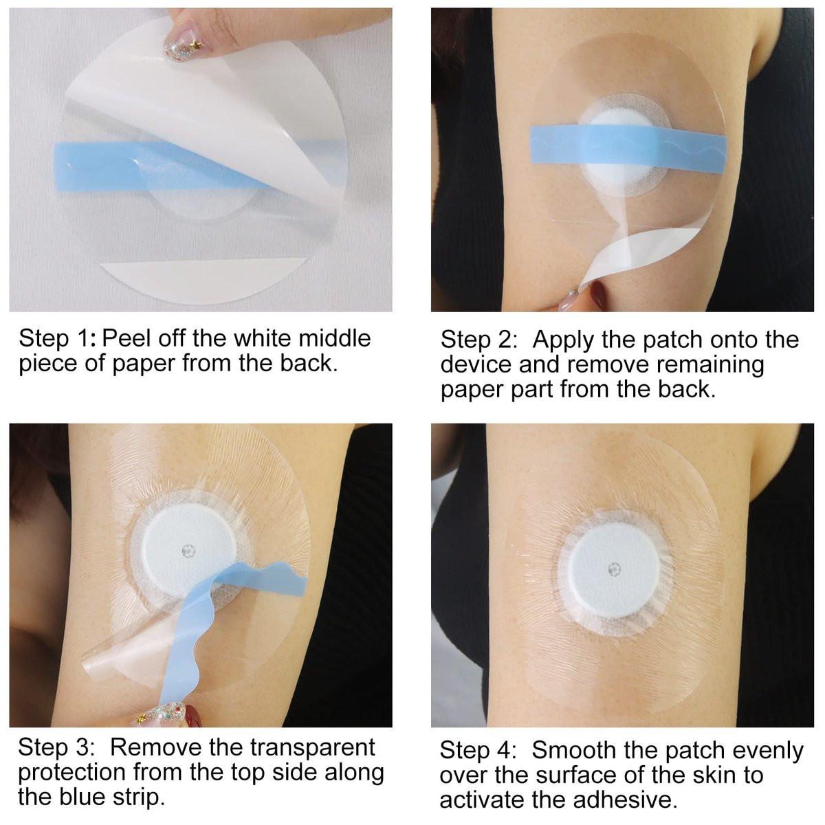 60er-Pack Libre-Sensor-Abdeckungen, Latexfrei, Medizinische Klebepflaster für Libre 2/3, Vorgeschnittene CGM-Pflaster ohne Kleber in der Mitte, Wasserdicht und Starke Haftung für Lange Haltbarkeit