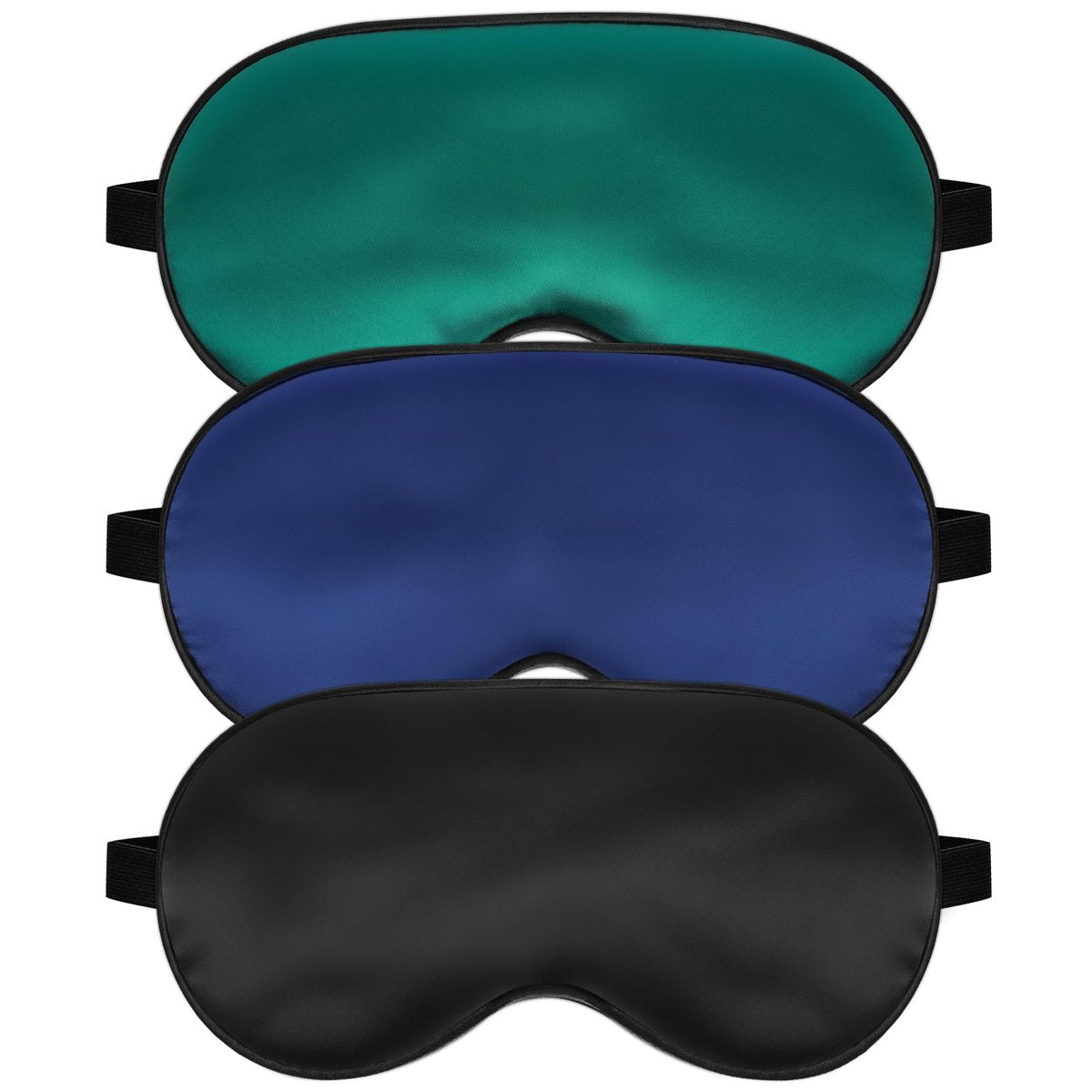 Seidenschlafmaske für erholsamen Schlaf mit verstellbarem Riemen - Satin-Blickdichte Schlafbrille für Männer & Frauen (Schwarz, Blau, Grün)