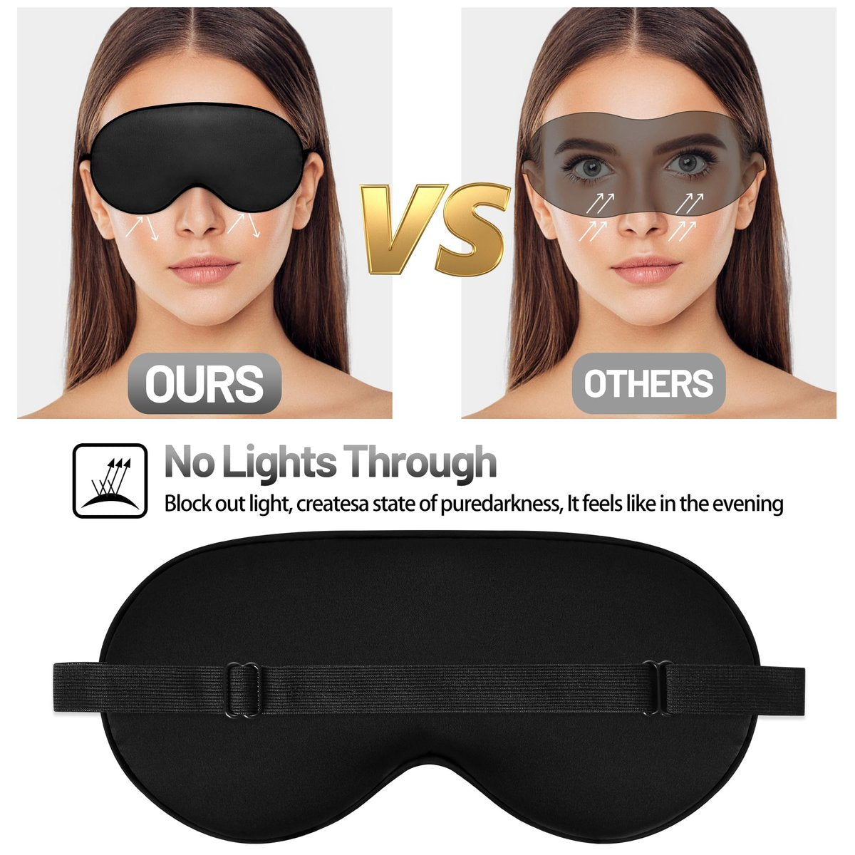 Seidenschlafmaske für erholsamen Schlaf mit verstellbarem Riemen - Satin-Blickdichte Schlafbrille für Männer & Frauen (Schwarz, Blau, Grün)