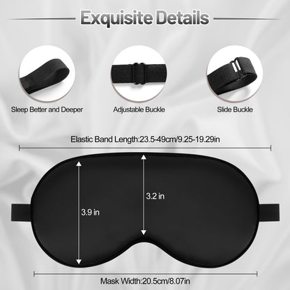 Seidenschlafmaske für erholsamen Schlaf mit verstellbarem Riemen - Satin-Blickdichte Schlafbrille für Männer & Frauen (Schwarz, Blau, Grün)