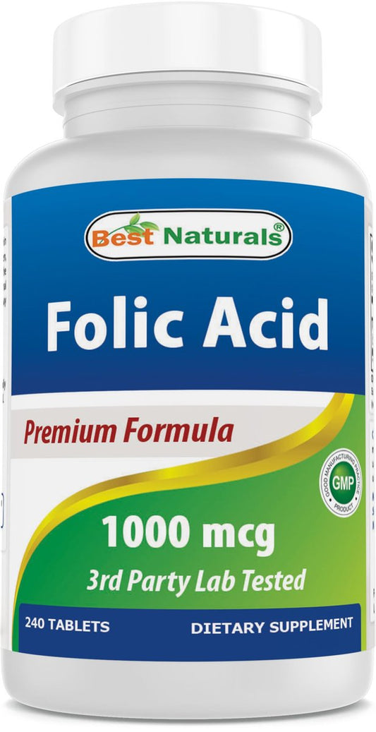 Best Naturals Folsäure 1000 mcg (Vitamin B9), 240 Tabletten