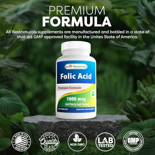 Best Naturals Folsäure 1000 mcg (Vitamin B9), 240 Tabletten