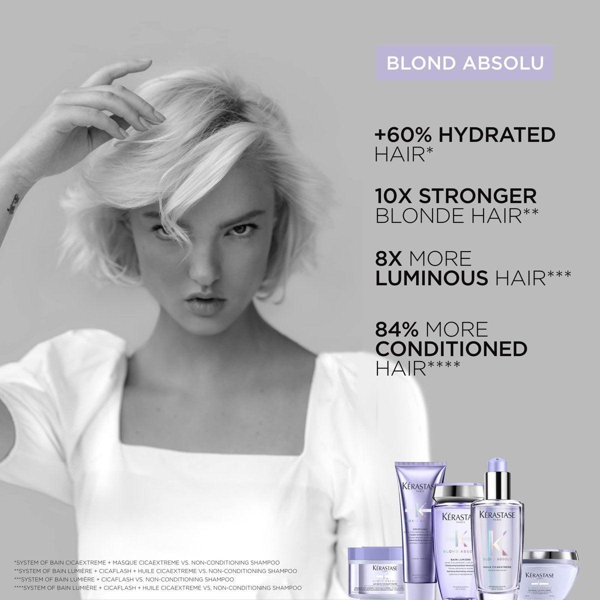 Kerastase Blond Absolu Cicaextreme Conditionierende Haarmaske für geschwächtes und sensibilisiertes Haar nach dem Blondieren – repariert und pflegt geschädigtes Haar und Spliss mit Hyaluronsäure & Edelweißblüte, 200 ml