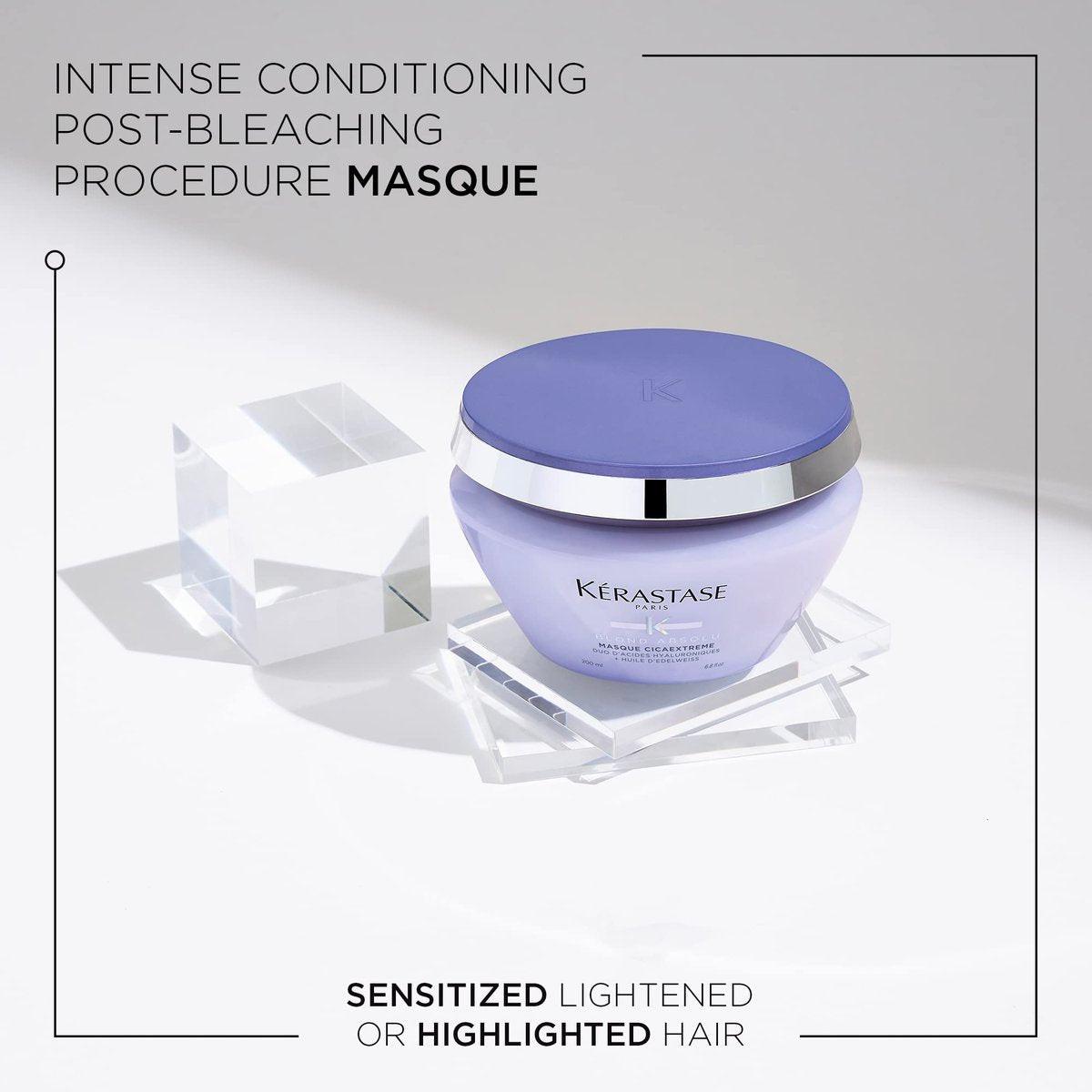 Kerastase Blond Absolu Cicaextreme Conditionierende Haarmaske für geschwächtes und sensibilisiertes Haar nach dem Blondieren – repariert und pflegt geschädigtes Haar und Spliss mit Hyaluronsäure & Edelweißblüte, 200 ml